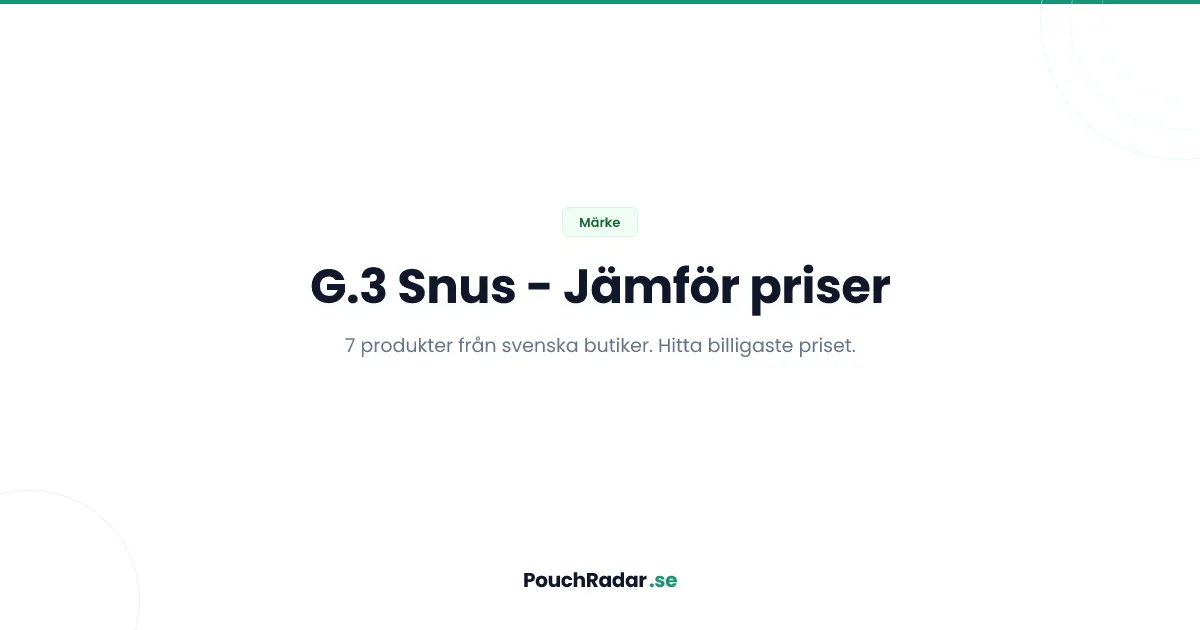 G.3 snus - alla produkter och billigaste priser