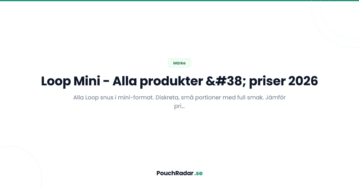 Loop Mini - diskreta miniformat portioner och priser