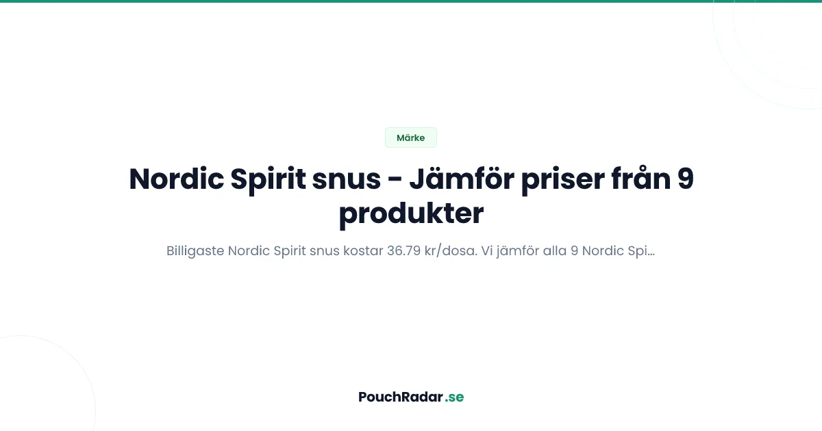 Nordic Spirit snus - alla produkter och billigaste priser