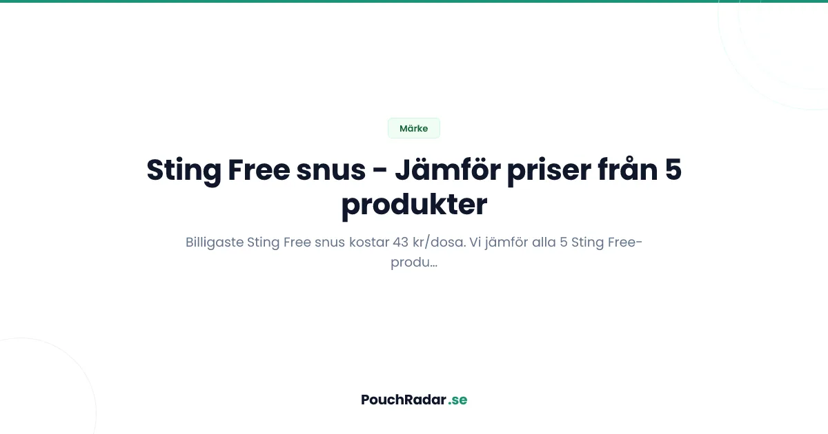 Sting Free snus - alla produkter och billigaste priser
