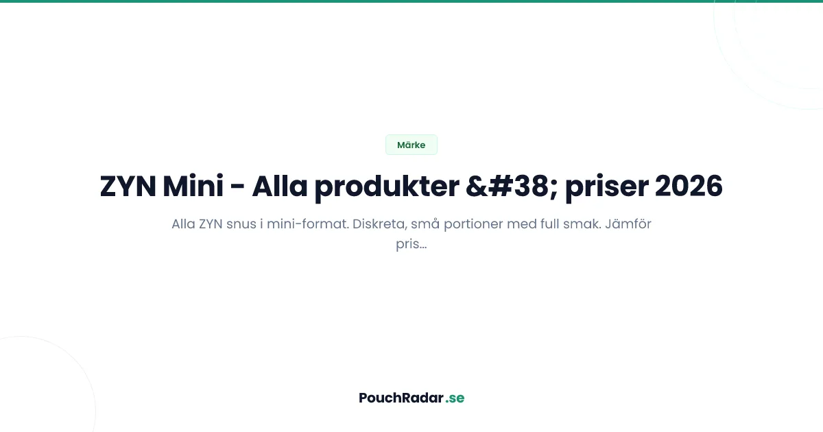 ZYN Mini - diskreta miniformat portioner och priser