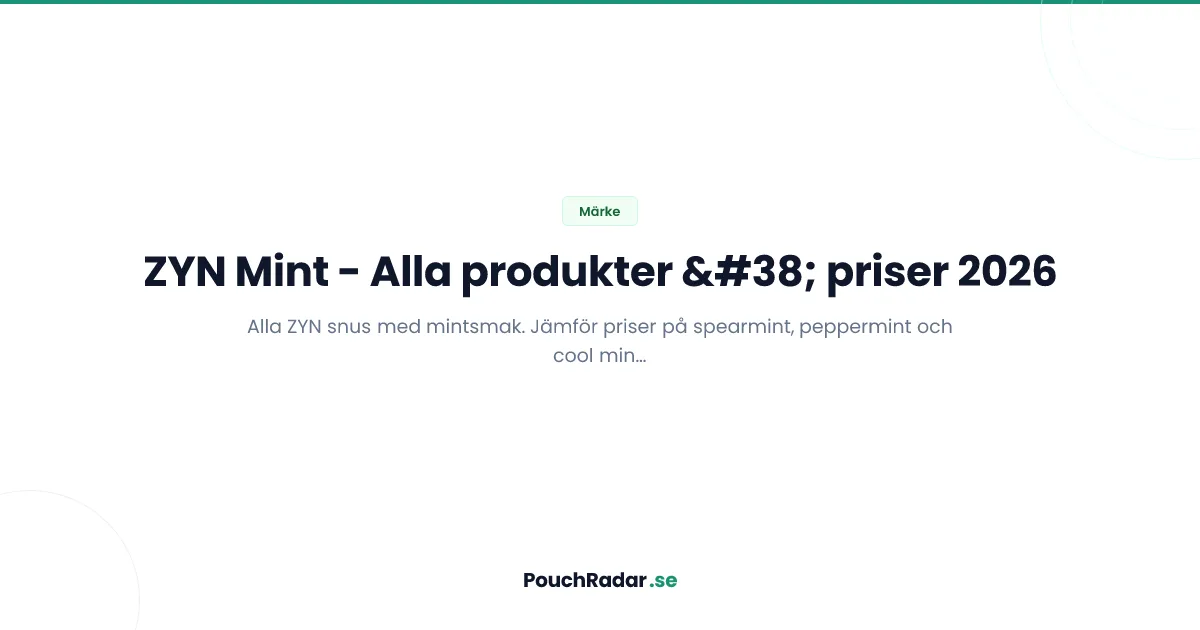 ZYN Mint - hitta billigaste mintsmak och alla varianter